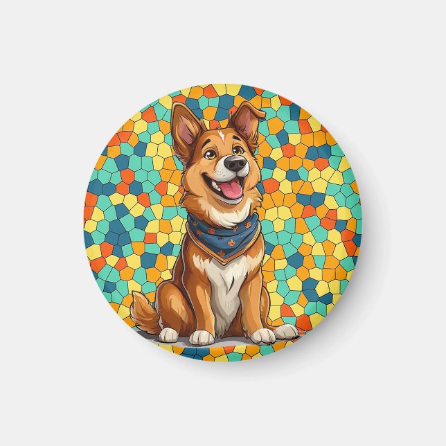Imã Cachorro alegre em estilo de desenho animado (Frente)