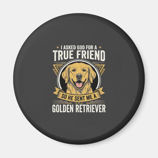Imã Cachorro Amigo Verdadeiro Retriever Dourado (Frente)