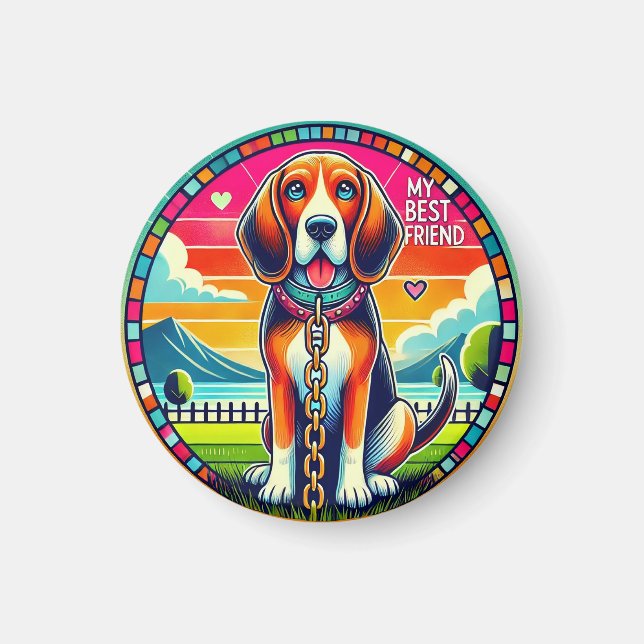 Imã Cachorro Animado Bonito (Frente)