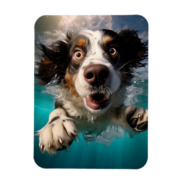 Ímã Cachorro Animado Nadando Embaixo D'água Design (Vertical)