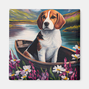 Imã Cachorro Beagle em uma Canoa: Uma Aventura Cênica