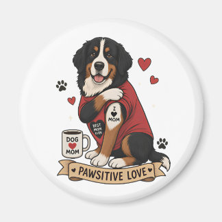 Imã Cachorro Bernês com Ilustração de Tatuagem Eu Amo