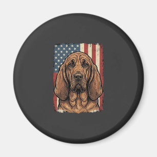 Imã Cachorro Bloodhound Patriótico Arte da Bandeira Am