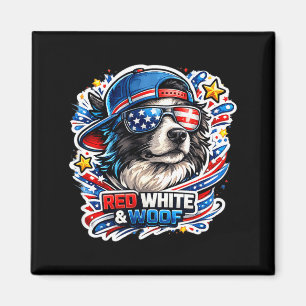 Imã Cachorro border collie engraçado vermelho branco e