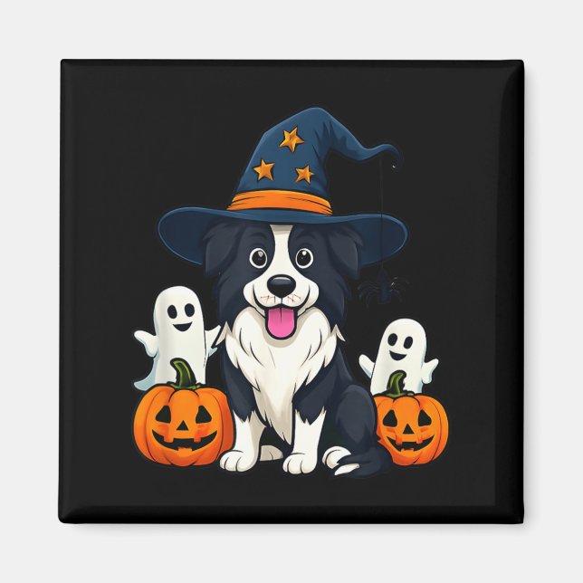 Imã Cachorro Border Collie Preto E Branco Fantasmas De (Frente)
