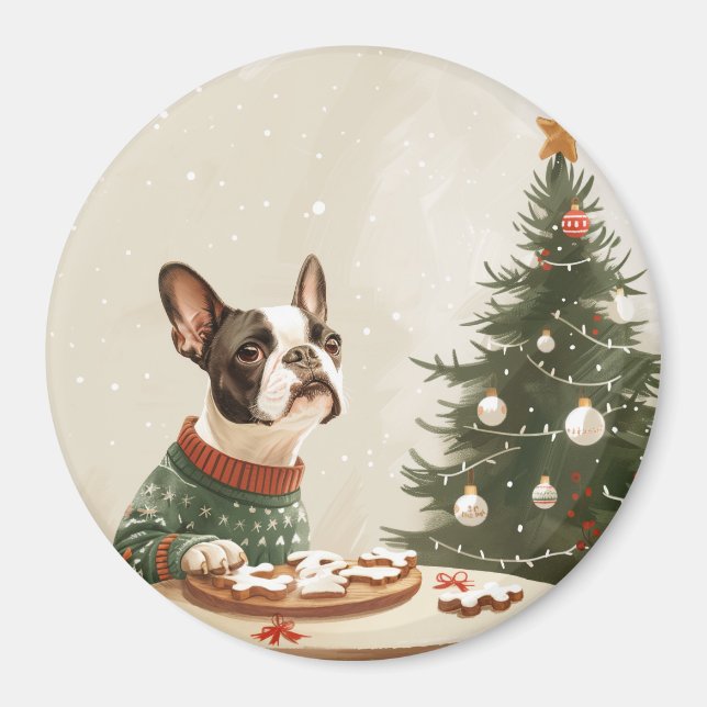 Imã Cachorro Boston Terrier Natal (Frente)