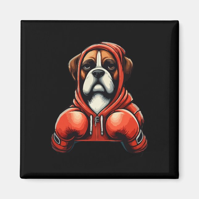 Imã Cachorro Boxer de Kickboxing ou Boxe Engraçado (Frente)