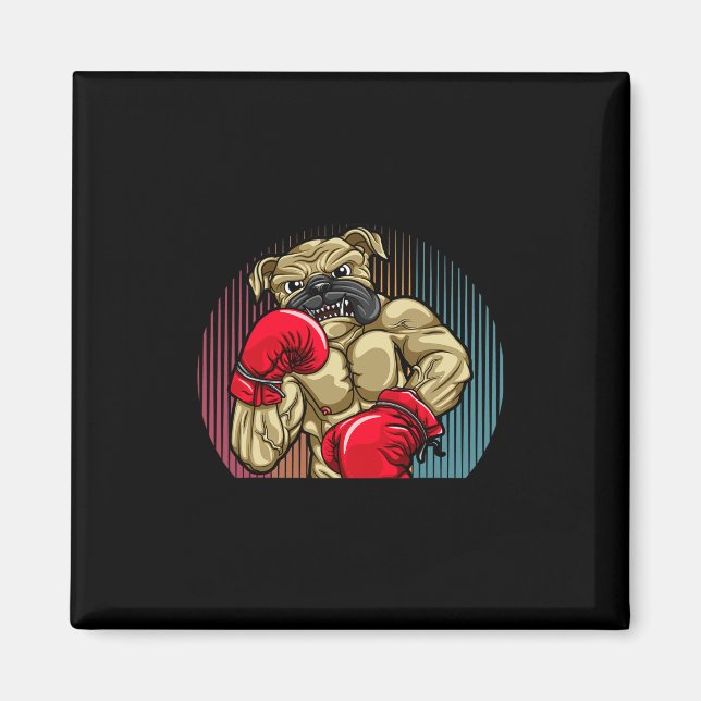 Imã Cachorro-Boxim Vestindo Luvas De Boxas Pesadas (Frente)
