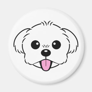 Imã Cachorro Branco Bichon Cachorro Esticando A Língua