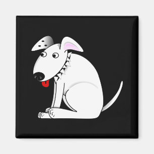 Imã Cachorro Branco, Colar, Preto