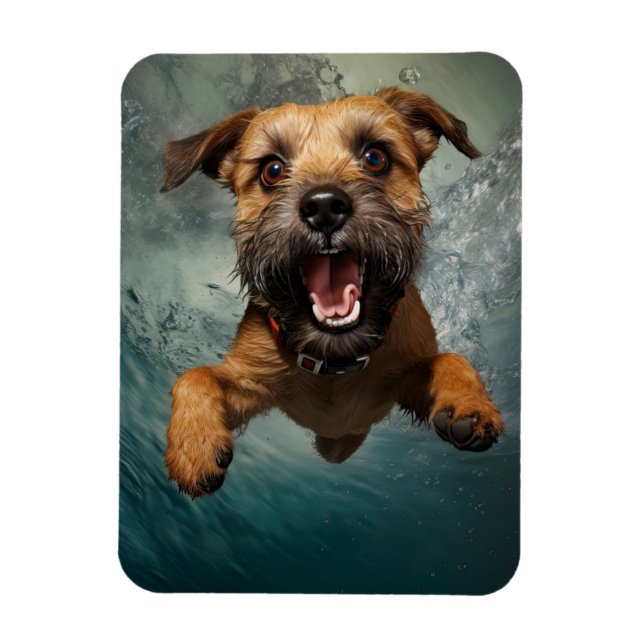 Ímã Cachorro Brincalhão Nadando Embaixo d'Água Design (Vertical)