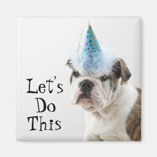 Imã Cachorro Britânico Vestindo Um Chapéu Do Partido