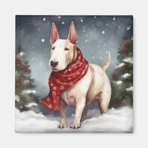 Imã Cachorro Bull Terrier na Neve Natal