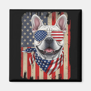 Imã Cachorro Bulldog Francês de 4 de Julho Bandeira Am