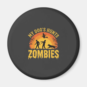 Imã Cachorro Caça Zombies Design de Halloween
