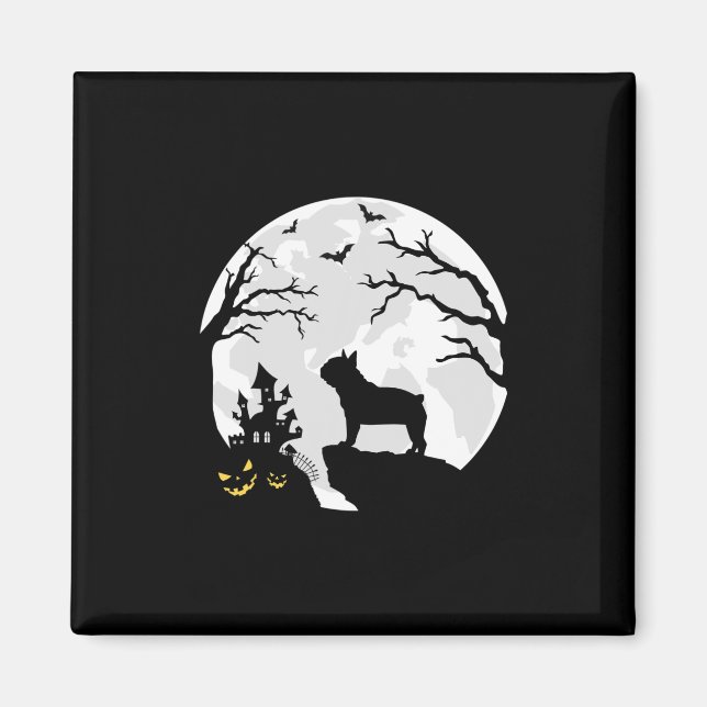Imã Cachorro-Cachorro Na Lua Halloween Homens Vêm (Frente)