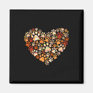 Imã Cachorro Cachorro Pata Pumpkin Autumn Leaf Queda