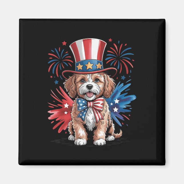 Imã Cachorro Cavapoo Patriótico Dia da Independência d (Frente)