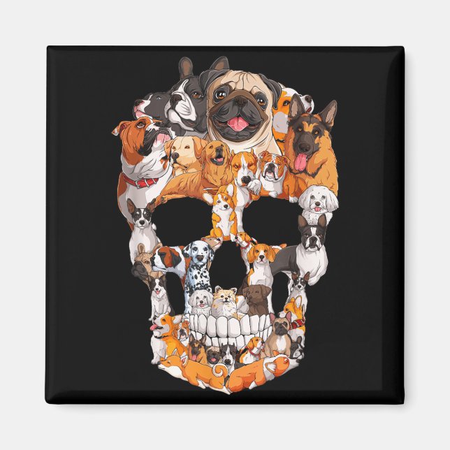 Imã Cachorro Caveira Amante de Pata de Cachorro Fantas (Frente)