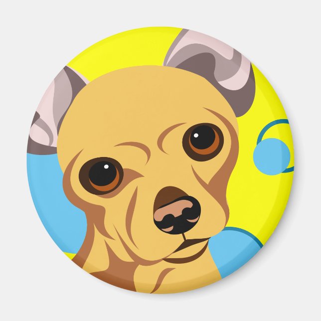 Imã Cachorro Chihuahua de Capa Lisa Cor de Fawn (Frente)
