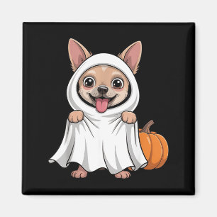 Imã Cachorro Chihuahua Vestindo um Fantasma Branco Dis