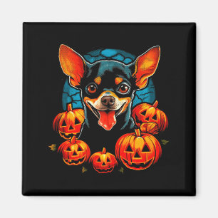 Imã Cachorro Chihuahua Vintage Halloween Gráfico Preto