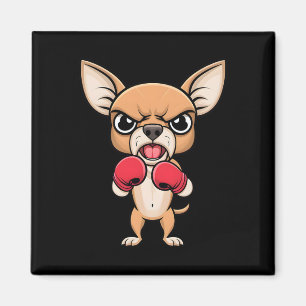 Imã Cachorro Chihuahua zangado com luvas "boxinosas"