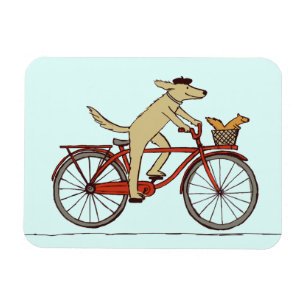 Ímã Cachorro Ciclista com amigo de esquilo - Arte anim