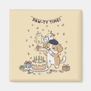 Imã Cachorro Com Buzina De Festa Arte Kawaii Para Deco