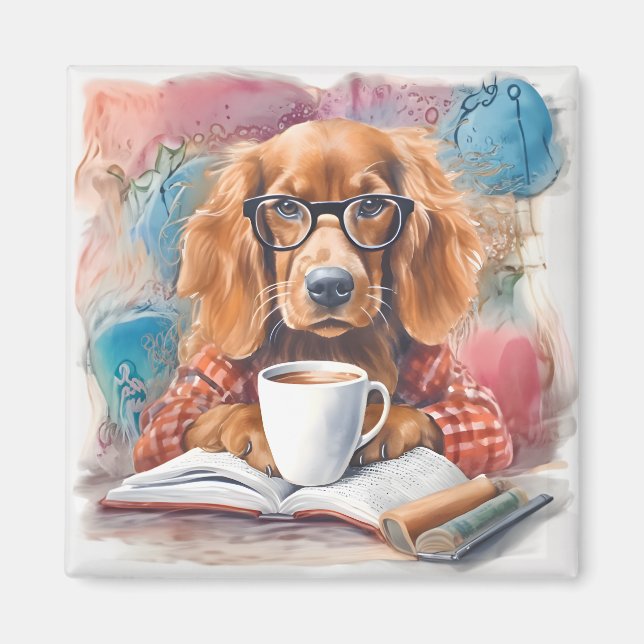 Imã Cachorro com uma taça de chocolate quente (Frente)