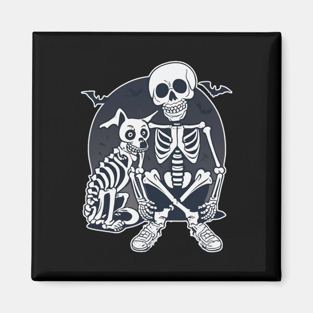 Imã Cachorro Como Bones Halloween Skeleton (Frente)