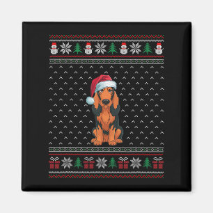 Imã Cachorro Conhound Vestindo Papai Noel Chapado Feio