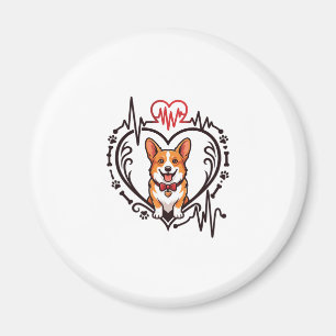 Imã Cachorro Corgi Coração Batimento Cardíaco Ekg Grav