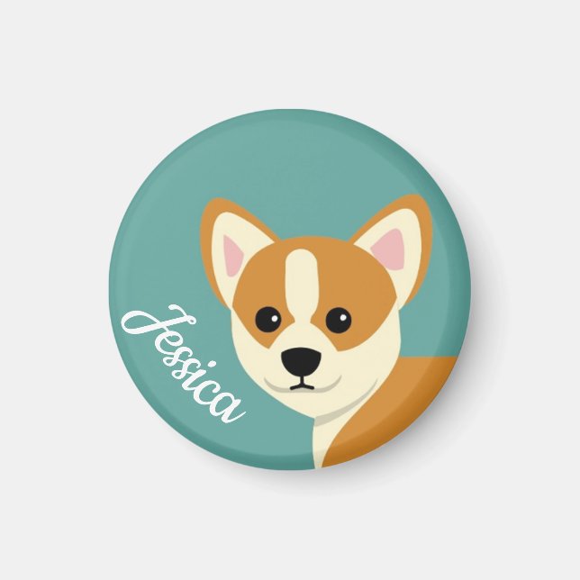 Imã Cachorro Corgi Cute Personalizado (Frente)