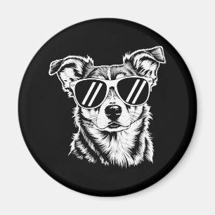 Imã Cachorro-da-borda Vestindo óculos-de-sol Pet Vinta