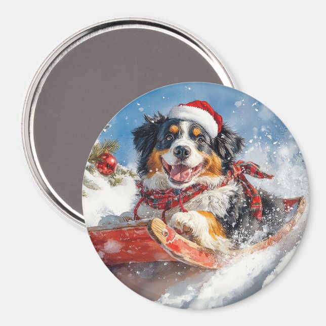 Imã Cachorro da Montanha Bernese no Natal da Seiva (Front/Back)