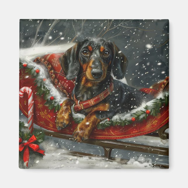 Imã Cachorro Dachshund Natal Festivo (Frente)