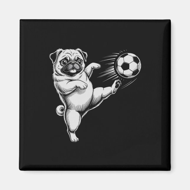 Imã Cachorro Dad Pug Futebol Fofo Vai Jogar Clube Meta (Frente)