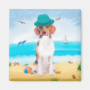 Imã Cachorro De Beagle Na Praia