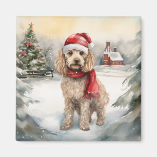 Imã Cachorro de Cockapoo no Natal da Neve