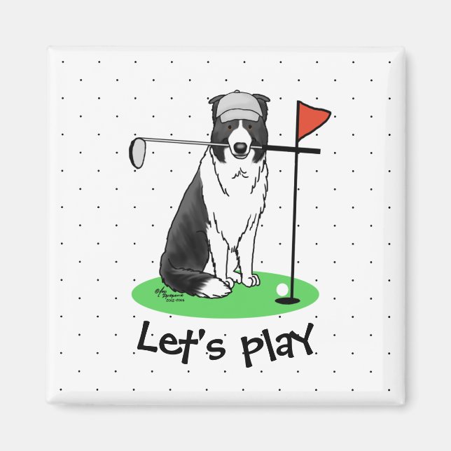 Imã Cachorro de Collie de Fronteira Jogando Golfe (pre (Frente)