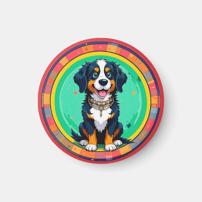 Imã Cachorro de Desenho Animado Alegre (Frente)