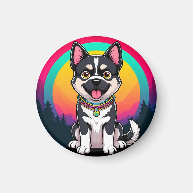 Imã Cachorro de Desenho Animado Divertido (Frente)