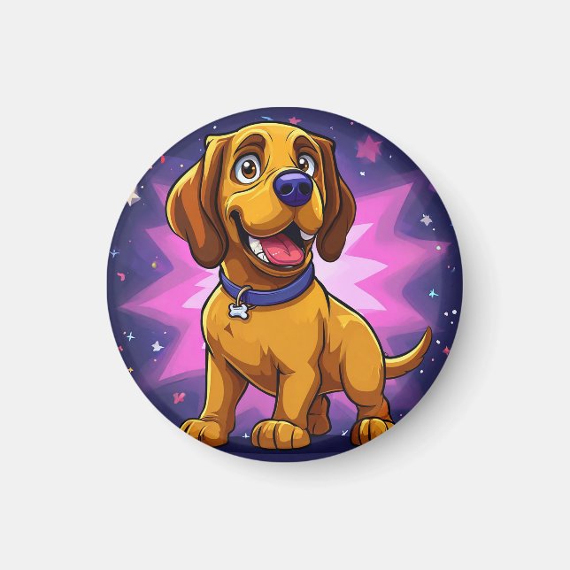 Imã Cachorro de Desenho Animado Divertido com Cores Vi (Frente)