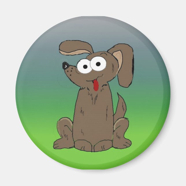 Imã Cachorro de Desenho Animado Engraçado com Olhos Sa (Frente)