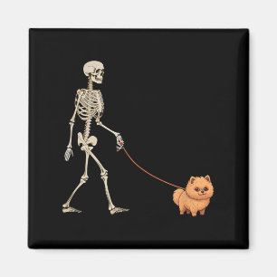 Imã Cachorro de Esqueleto Pomerânia Engraçado Andando
