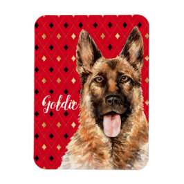 Ímã Cachorro de German shepherd de Aquarela Personaliz