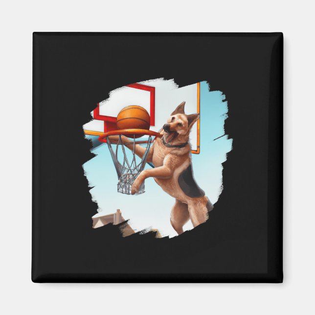 Imã Cachorro De german shepherd Jogando De Basquete (Frente)