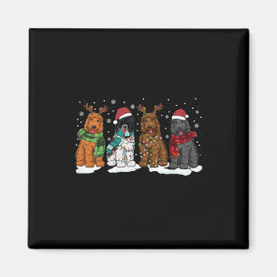 Imã Cachorro de Goldendoodle Cães de Natal Luzes de Ou