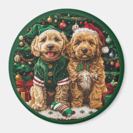 Imã Cachorro de Goldendoodle de Natal